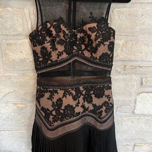 Three Floor Black Lace Cutout Dress